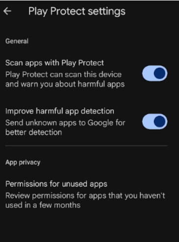 Disable Play Protect options