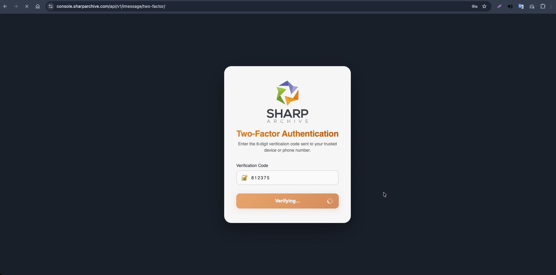 Sharp Archive establishing connection with iMessage